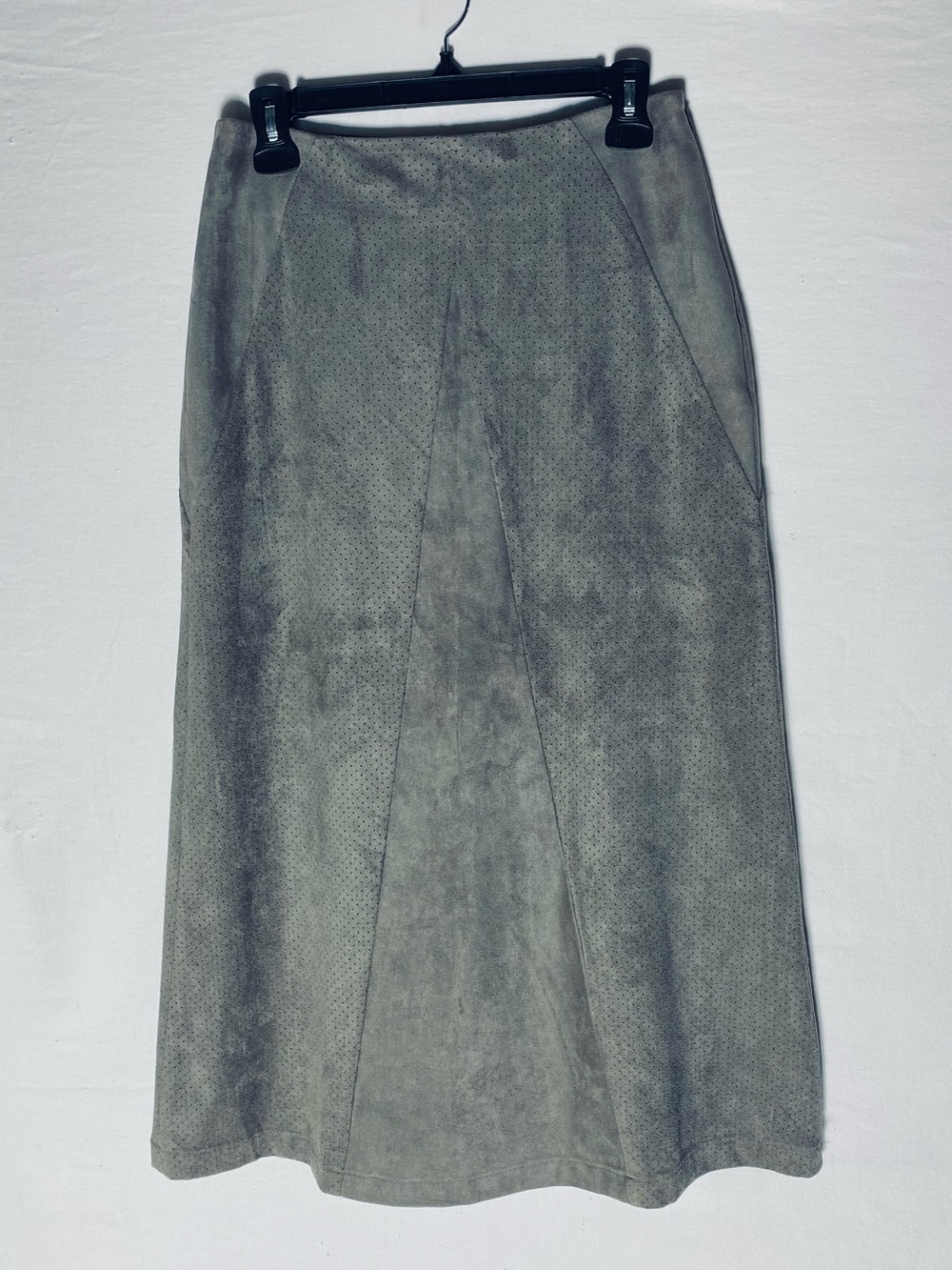 Tribal Grey Tan Faux Suede Maxi Skirt 2 Boho Western Festival